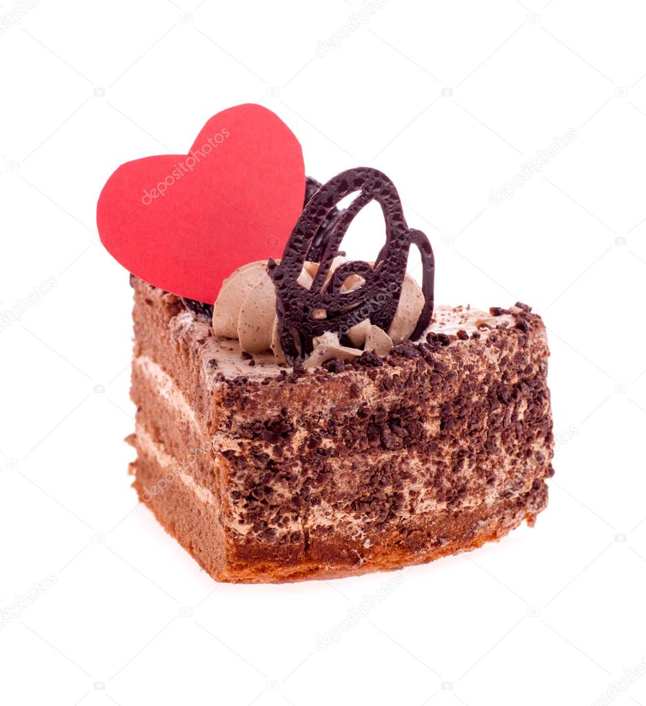 Coeur Sur Un Morceau De Gateau Sur Un Fond Blanc Image Libre De Droit Par Tanchic C