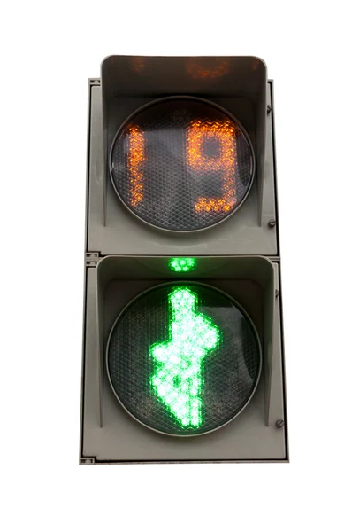 Groene signaal van een verkeerslicht in isolatie — Stockfoto