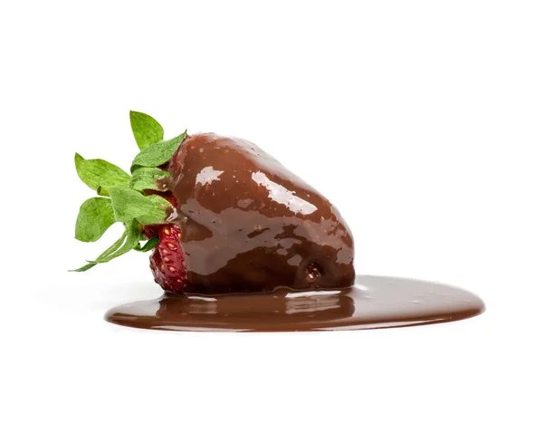 Strawberry in chocolate isolated — Stock Photo, Image