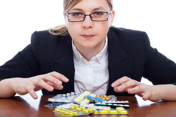 Mujer y productos farmacéuticos —  Fotos de Stock