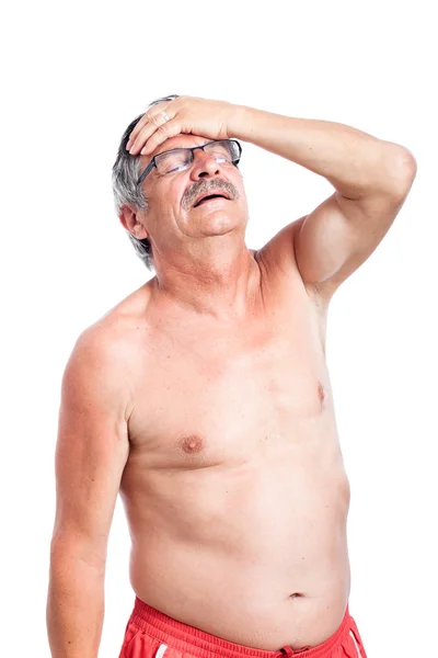 Unhappy senior man with headache — Stock Photo, Image