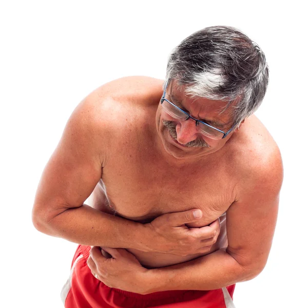 Hombre mayor con dolor de estómago — Foto de Stock