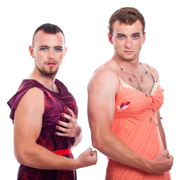 Transvestites showing muscles — Stock Photo, Image