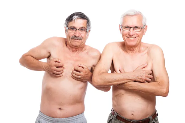 Funny seniors showing body — Stock Photo, Image