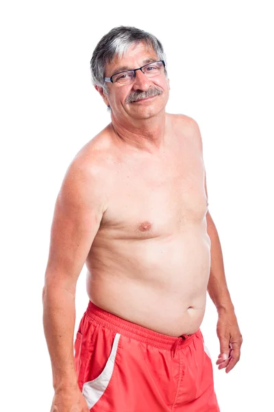 Sporty shirtless senior man — Stock Photo, Image