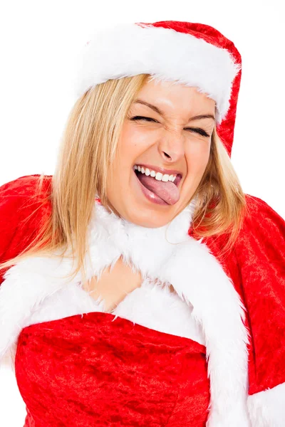 Funny female Santa face — Stock Photo, Image