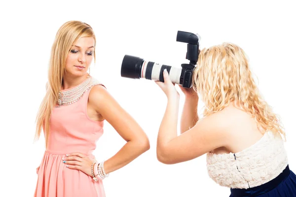 Fashion female photographer and model — Stock Photo, Image