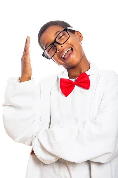 Grappige slimme jongen gebaren — Stockfoto