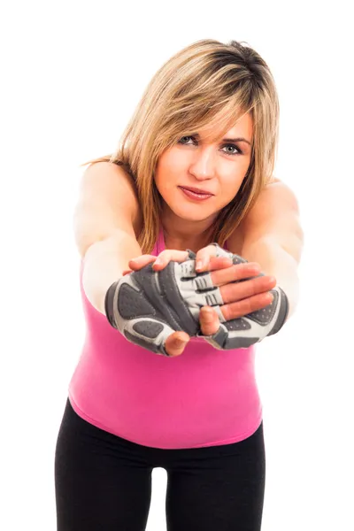 Fitness-Frau dehnt sich — Stockfoto