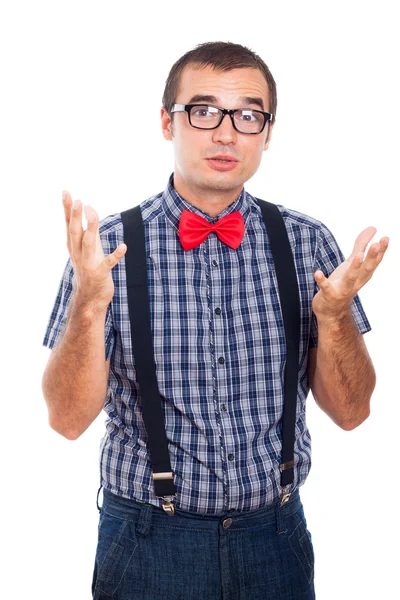 Nerd man gesturing — Stock Photo, Image