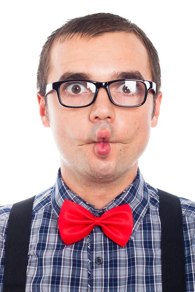 Funny nerd face — Stock Photo, Image