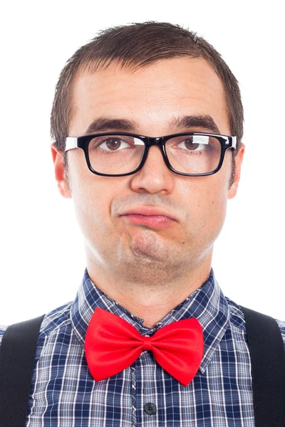 Fiducioso nerd faccia uomo — Foto Stock