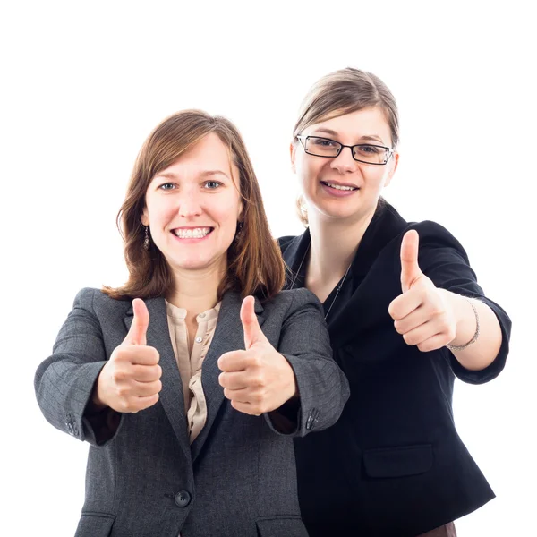 Happy businesswomen thumbs up Stock Photo