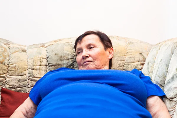 Obese senior woman relax — Stock Photo, Image