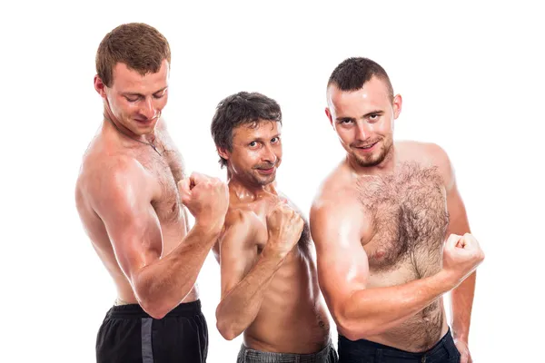 Shirtless sportsmen posing — Stock Photo, Image