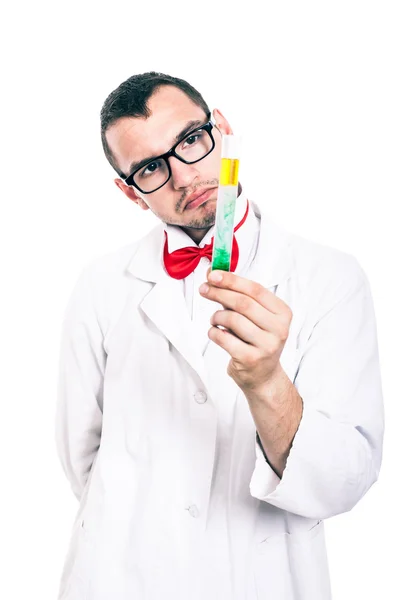 Cientista sério com tubo de ensaio — Fotografia de Stock