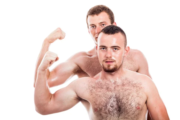 Homens sem camisa mostram bíceps — Fotografia de Stock