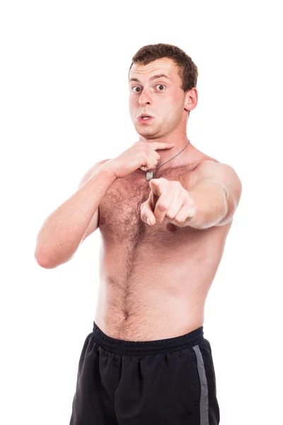 Shirtless man intimidating — Stock Photo, Image