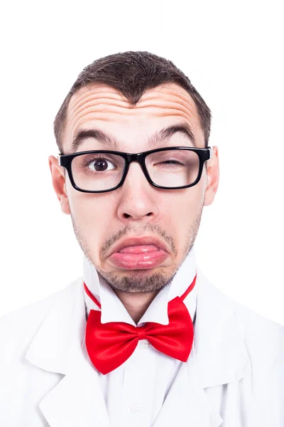 Eccentric lab geek face — Stock Photo, Image