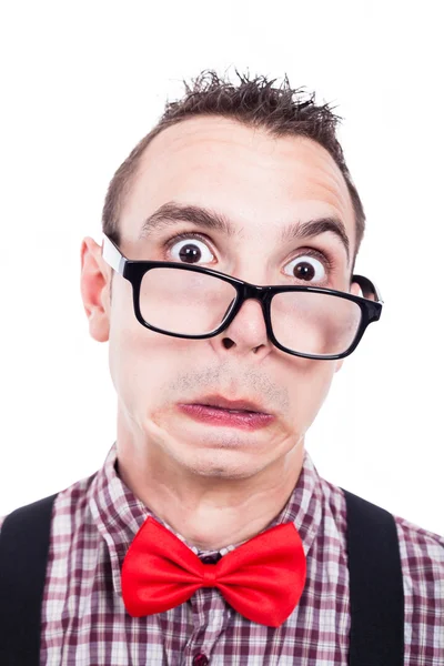 Shocked nerd face — Stock Photo, Image