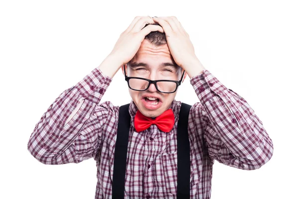 Unhappy nerd man — Stock Photo, Image