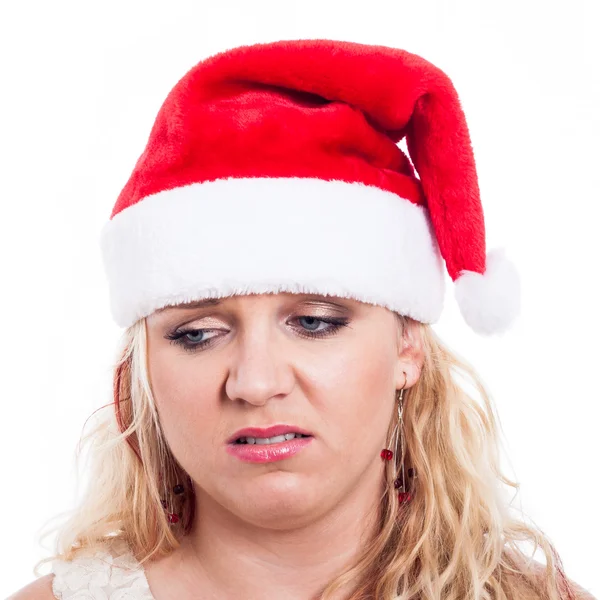 Besviken jul kvinna ansikte — Stockfoto