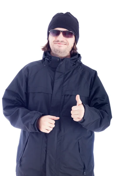 Gelukkig man in winterkleren — Stockfoto