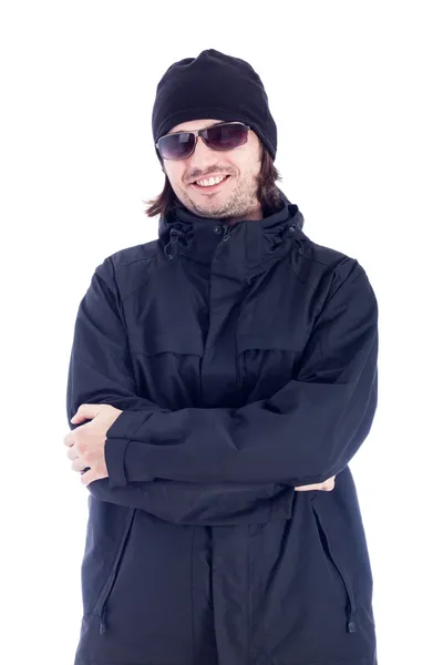 Extatische mens in winterkleren — Stockfoto