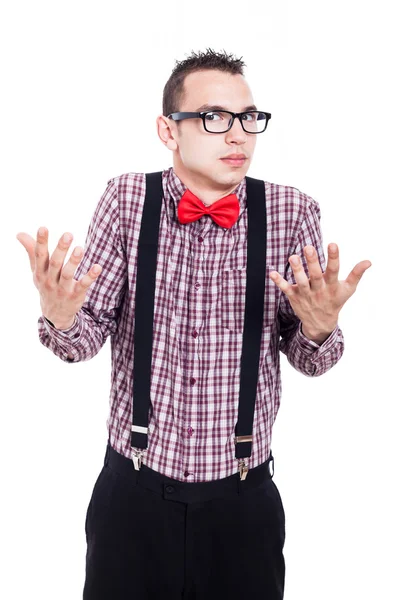 Nerd uomo spiegando — Foto Stock