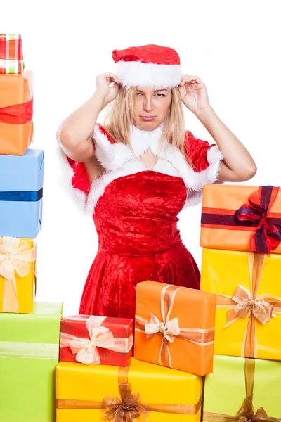 Annoyed Christmas woman — Stock Photo, Image