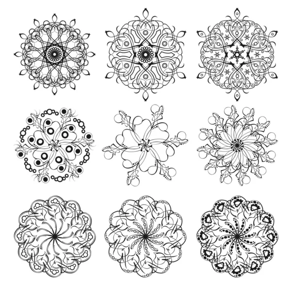 9 guilloche ornamenten — Stockvector