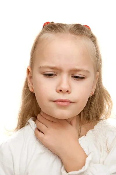 Mädchen hat Halsschmerzen — Stockfoto