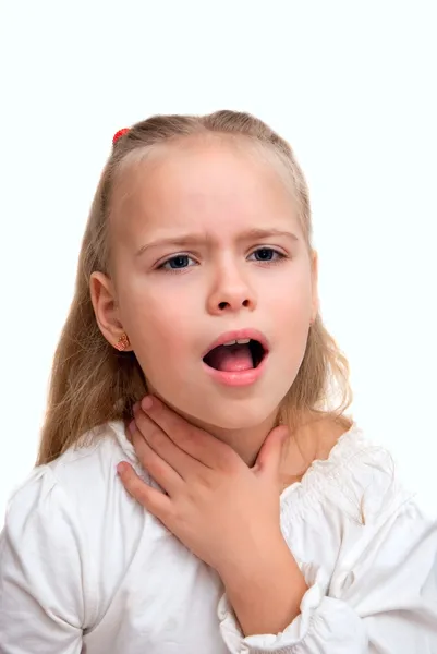 Ragazza ha mal di gola — Foto Stock