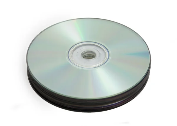 Kompakt diskler üzerinde beyaz yığını — Stok fotoğraf