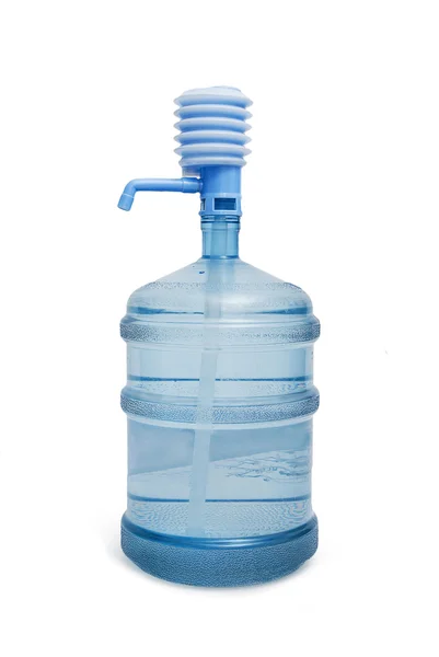 Grande garrafa de água com bomba isolada em um fundo branco — Fotografia de Stock