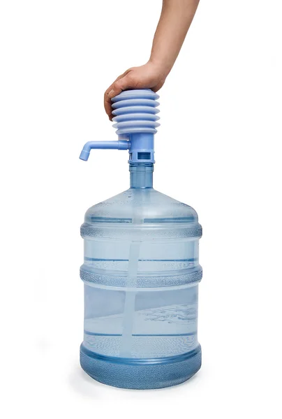Grande garrafa de água com bomba isolada em um fundo branco — Fotografia de Stock