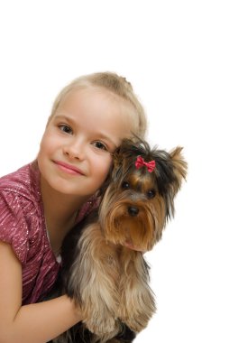 sevimli yorkshire terrier - genç kız en yakın arkadaşlarım