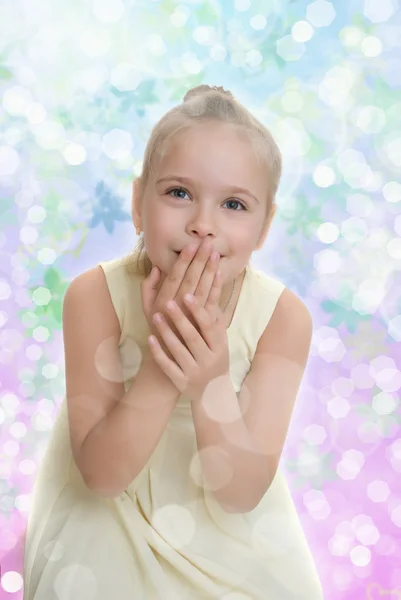 Surprised girl on a white background — Stock Photo, Image
