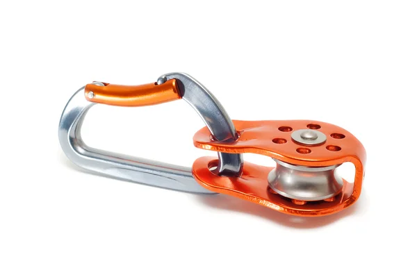 Karabiner mit Flaschenzug lizenzfreie Stockbilder