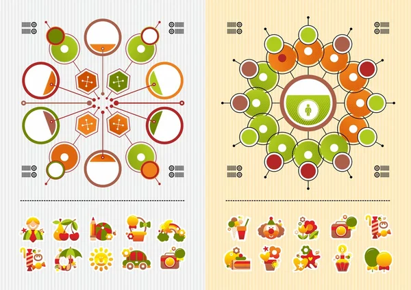 Ikony a kulaté infografika — Stockový vektor