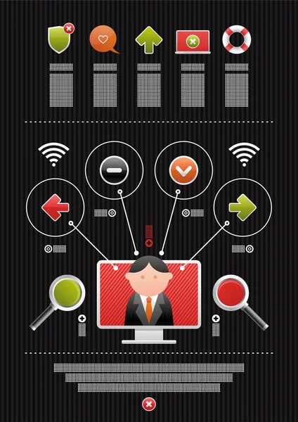 Infográficos modernos em um fundo preto — Vetor de Stock