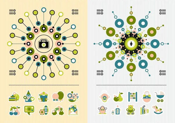 Icons and symmetric infographics Vector Graphics