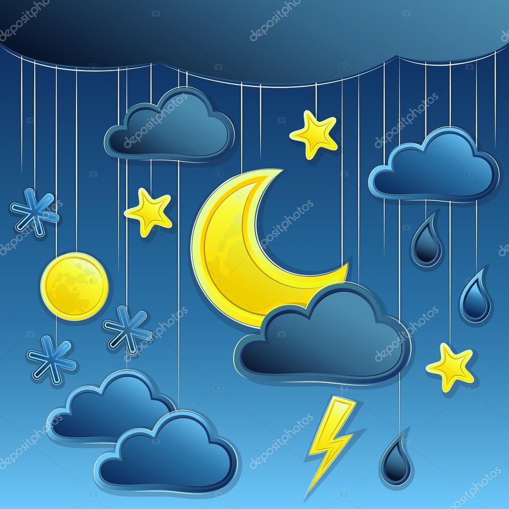 夜の天気アイコンのベクトルの背景 ストックベクター C Olgacov