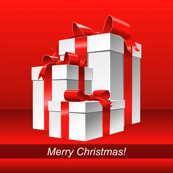 Vector rojo fondo de Navidad con regalos — Vector de stock