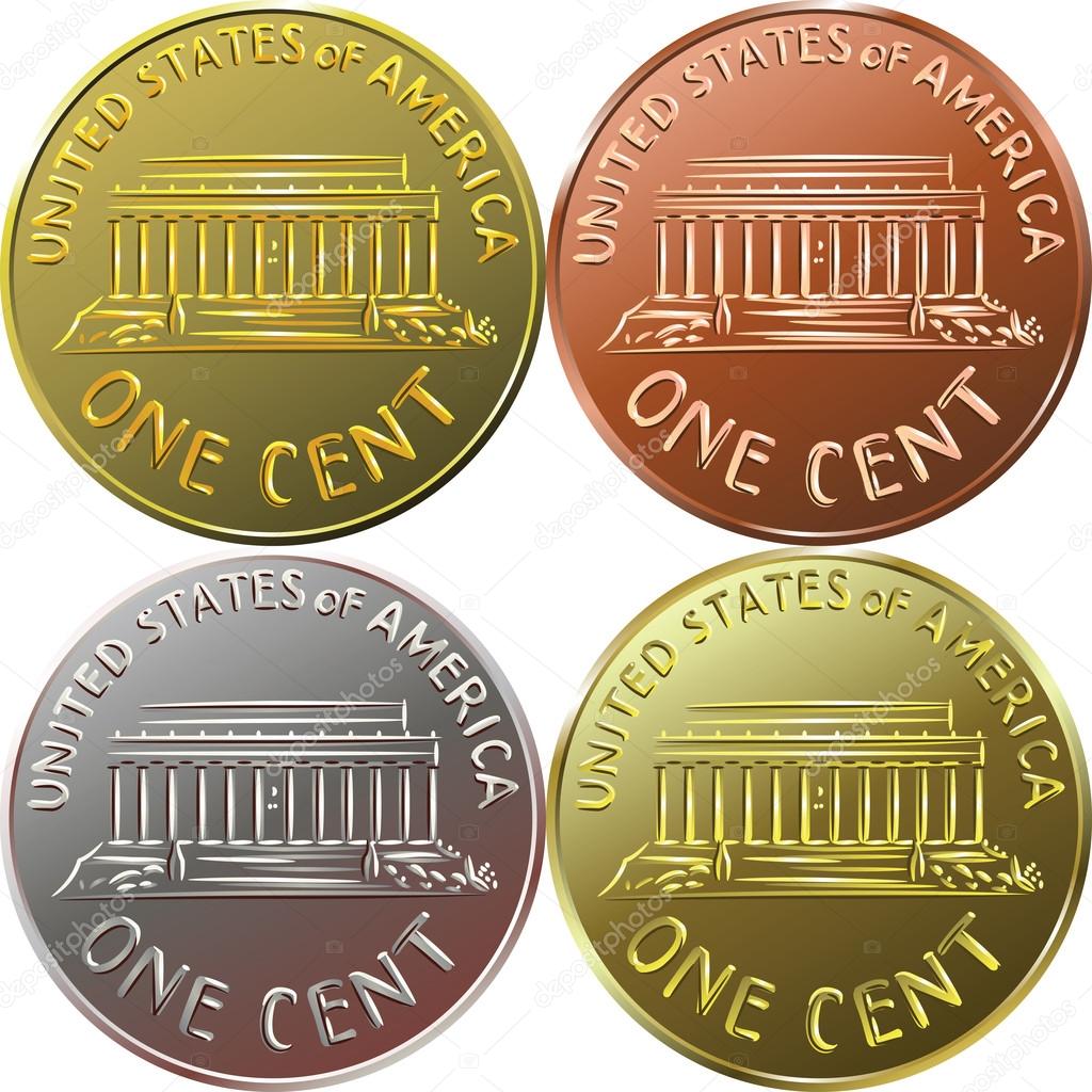 미국 달러 금화 1 센트 동전, 동전 스톡 벡터 - ©olgacov 16273545