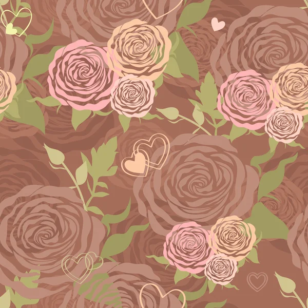 Vector pastel floral seamless pattern with flower roses — Stock Vector