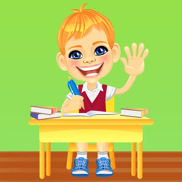 Vector happy smiling schoolboy — Stock Vector