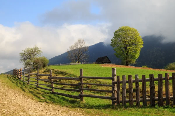 The picturesque little farm in the Carpathian Mountains, Mizhhir — Stock Photo, Image