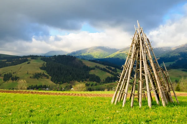 Paisagem de primavera nas montanhas dos Cárpatos — Fotografia de Stock