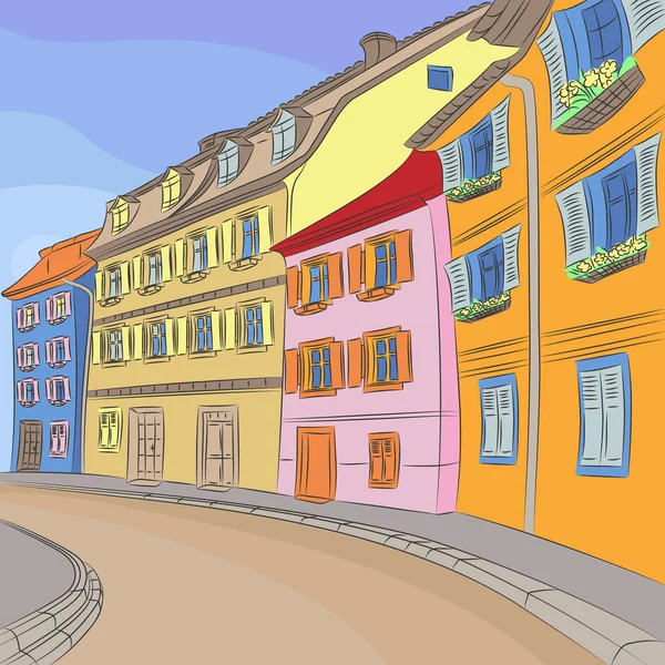 Paysage urbain vectoriel de la vieille ville européenne — Image vectorielle